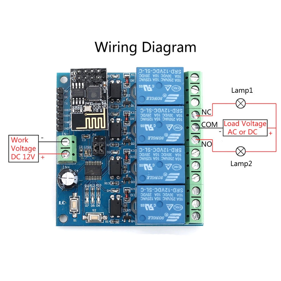 Esp8266%204%20Kanal%2012V%20Esp01%20Wifi%20Röle%20Modülü