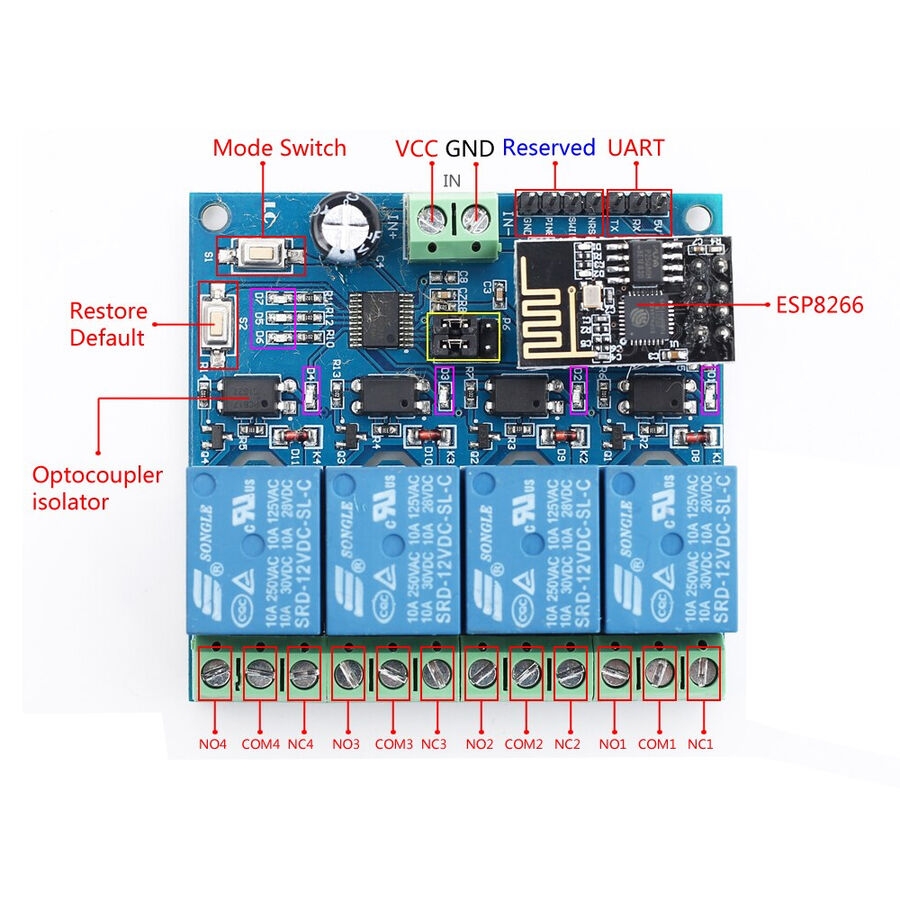 Esp8266%204%20Kanal%2012V%20Esp01%20Wifi%20Röle%20Modülü